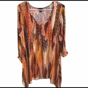 New Directions 0X orange and brown tunic